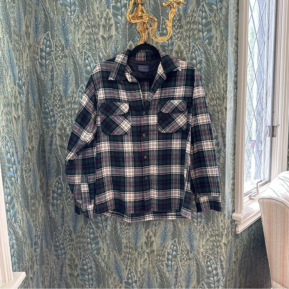 Pendleton Wool Plaid Button Down Size M - image 1
